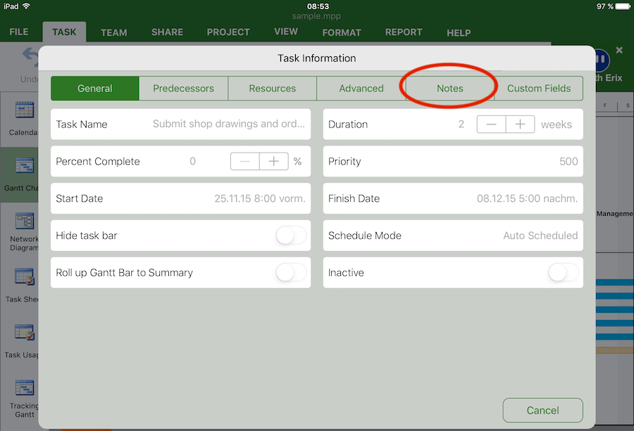 iProject Viewer Task view