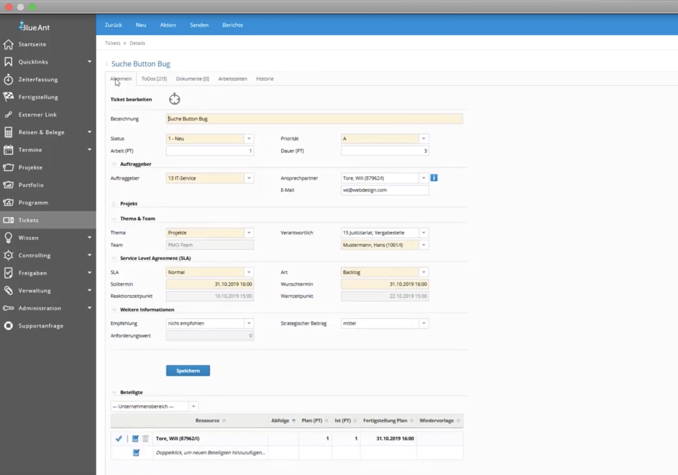 Blue Ant is a project software with ticketing feature included